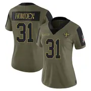 Olive Women's Jordan Howden New Orleans Saints Limited 2021 Salute To Service Jersey
